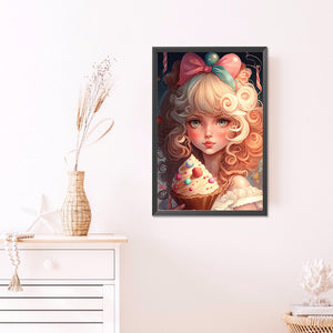 Colorful Ice Cream Girl 40*60CM(Picture) Full Round Drill Diamond Painting