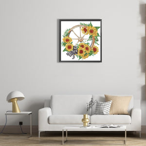 Sunflower Wheel 30*30CM(Canvas) Partial Special Shaped Drill Diamond Painting