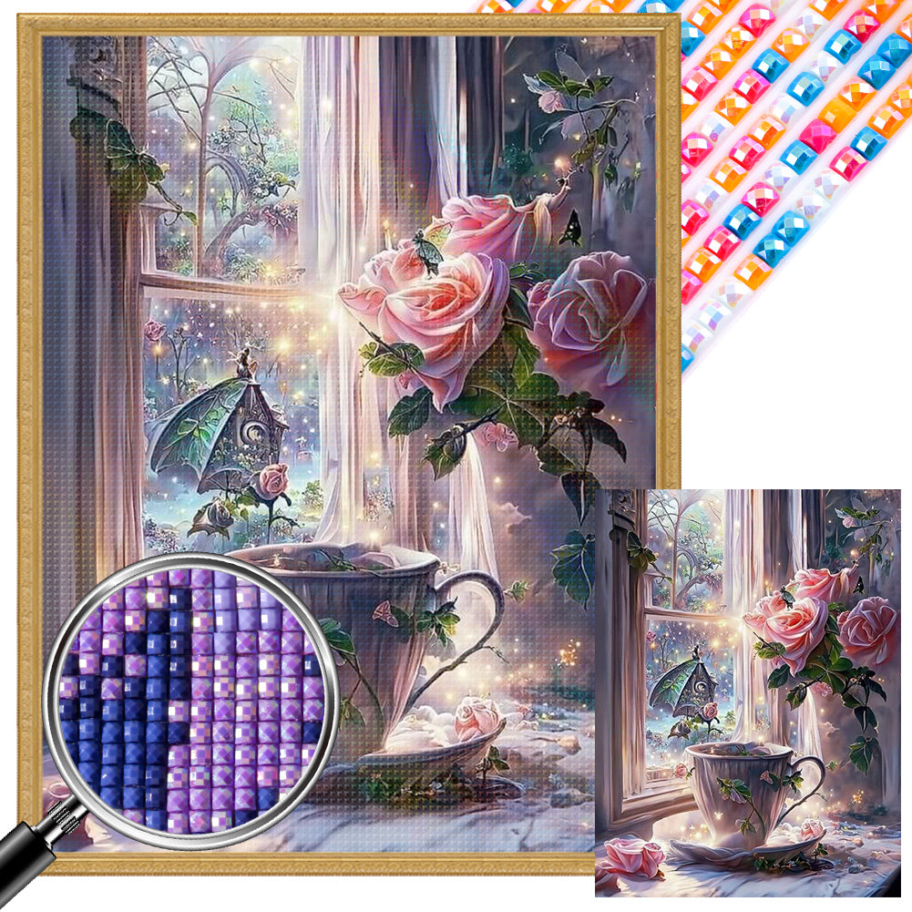 Flower Cup 30*40CM(Picture) Full Square Drill Diamond Painting