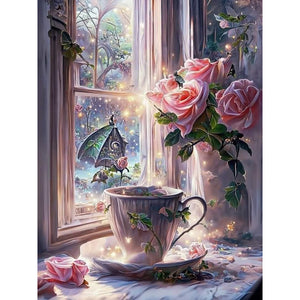 Flower Cup 30*40CM(Picture) Full Square Drill Diamond Painting