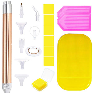 Diamond Painting Tools Kit Art Accessories Tools LED Light (Gold 6 Tips)