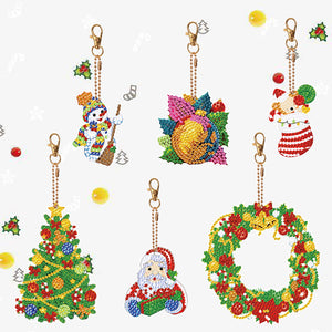 Double Sided Diamond Painting Keychains Special Shape 6PCS (Xmas Ornament)