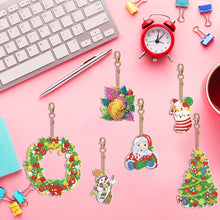 Load image into Gallery viewer, Double Sided Diamond Painting Keychains Special Shape 6PCS (Xmas Ornament)

