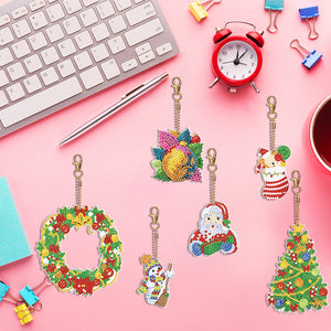 Double Sided Diamond Painting Keychains Special Shape 6PCS (Xmas Ornament)