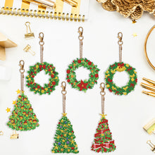 Load image into Gallery viewer, Double Sided Diamond Painting Keychains Special Shape 6PCS (Xmas Tree)
