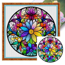 Load image into Gallery viewer, Stained Glass Floral (40*40CM ) 11CT 3 Stamped Cross Stitch
