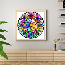 Load image into Gallery viewer, Stained Glass Floral (40*40CM ) 11CT 3 Stamped Cross Stitch
