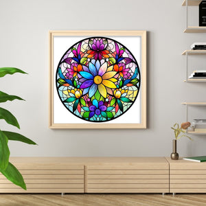 Stained Glass Floral (40*40CM ) 11CT 3 Stamped Cross Stitch