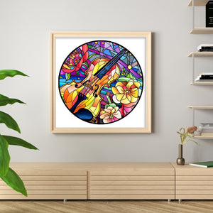 Stained Glass Violin (40*40CM ) 11CT 3 Stamped Cross Stitch
