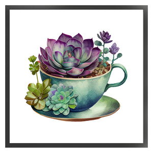 Teacup Succulent (50*50CM ) 11CT 3 Stamped Cross Stitch
