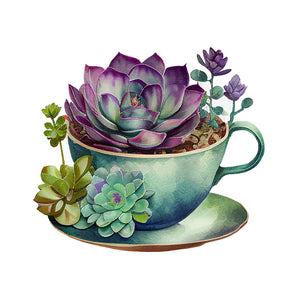 Teacup Succulent (50*50CM ) 11CT 3 Stamped Cross Stitch