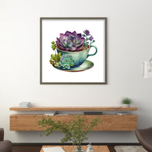 Load image into Gallery viewer, Teacup Succulent (50*50CM ) 11CT 3 Stamped Cross Stitch
