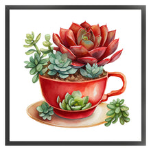 Load image into Gallery viewer, Teacup Succulent (50*50CM ) 11CT 3 Stamped Cross Stitch

