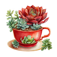Load image into Gallery viewer, Teacup Succulent (50*50CM ) 11CT 3 Stamped Cross Stitch

