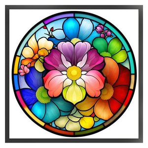 Stained Glass Floral (50*50CM ) 11CT 3 Stamped Cross Stitch