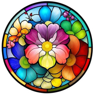 Stained Glass Floral (50*50CM ) 11CT 3 Stamped Cross Stitch