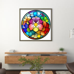 Stained Glass Floral (50*50CM ) 11CT 3 Stamped Cross Stitch