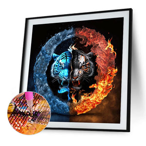 Tiger Yin Yang Diagram 40*40CM(Canvas) Full Round Drill Diamond Painting