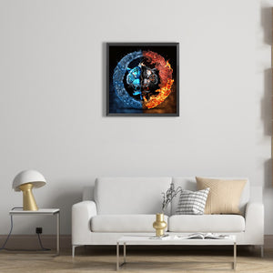 Tiger Yin Yang Diagram 40*40CM(Canvas) Full Round Drill Diamond Painting