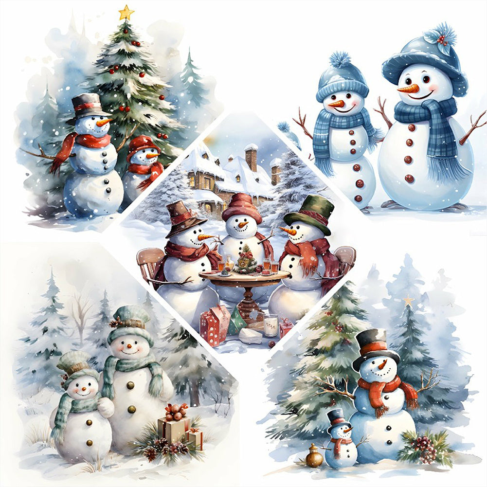 Christmas Snowman 40*40CM(Canvas) Full Round Drill Diamond Painting
