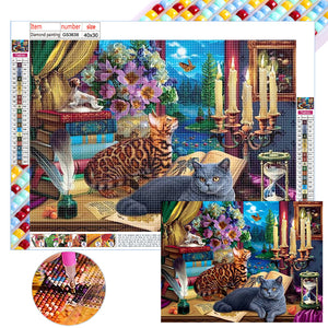 Lazy Cat 40*30CM(Canvas) Full Square Drill Diamond Painting