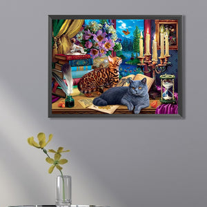 Lazy Cat 40*30CM(Canvas) Full Square Drill Diamond Painting