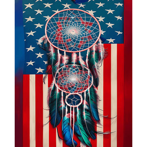 American Flag Dream Catcher 40*50CM(Canvas) Full Square Drill Diamond Painting