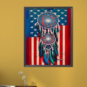 American Flag Dream Catcher 40*50CM(Canvas) Full Square Drill Diamond Painting