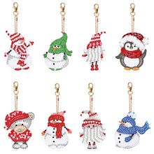 Load image into Gallery viewer, 8PCS Diamond Painting Keychains Pendant Special Shape (Snowman)
