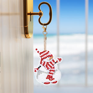 8PCS Diamond Painting Keychains Pendant Special Shape (Snowman)