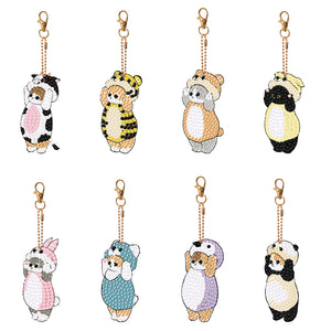 8PCS Diamond Painting Keychains Pendant Special Shape (Cat)