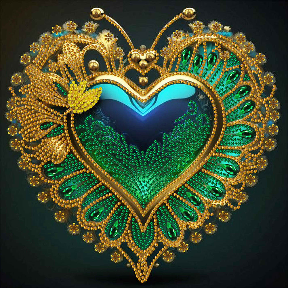 Peacock Heart 30*30CM(Canvas) Partial Special Shaped Drill Diamond Painting