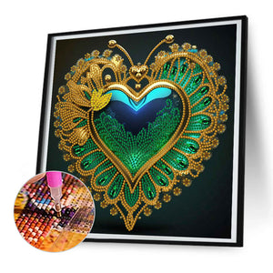 Peacock Heart 30*30CM(Canvas) Partial Special Shaped Drill Diamond Painting