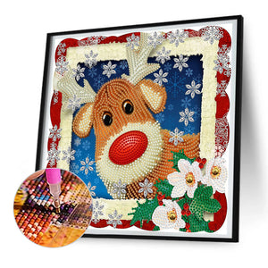 Christmas Elk 30*30CM(Canvas) Partial Special Shaped Drill Diamond Painting