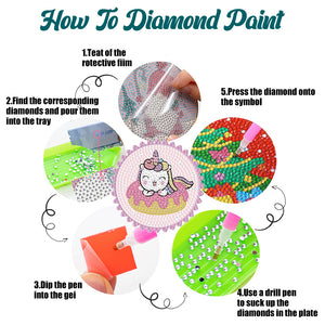 Diamond Crafts Coasters Diamond Painting Coasters (6PCS Cartoon Unicorn)