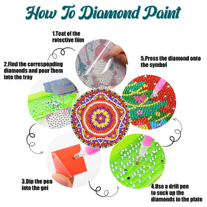 Diamond Crafts Coasters Diamond Painting Coasters (6PCS Mandala)