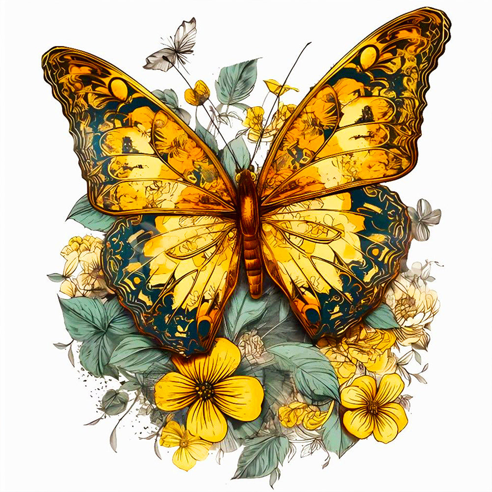 Orange Butterfly 40*40CM(Canvas) Full Round Drill Diamond Painting