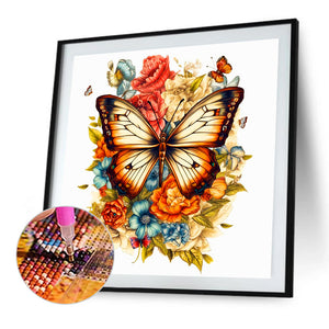 Red-Edged Butterfly 40*40CM(Canvas) Full Round Drill Diamond Painting