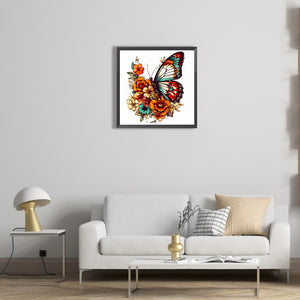 Butterfly On Flower Bush 40*40CM(Canvas) Full Round Drill Diamond Painting