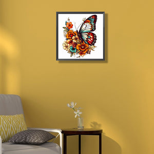 Butterfly On Flower Bush 40*40CM(Canvas) Full Round Drill Diamond Painting