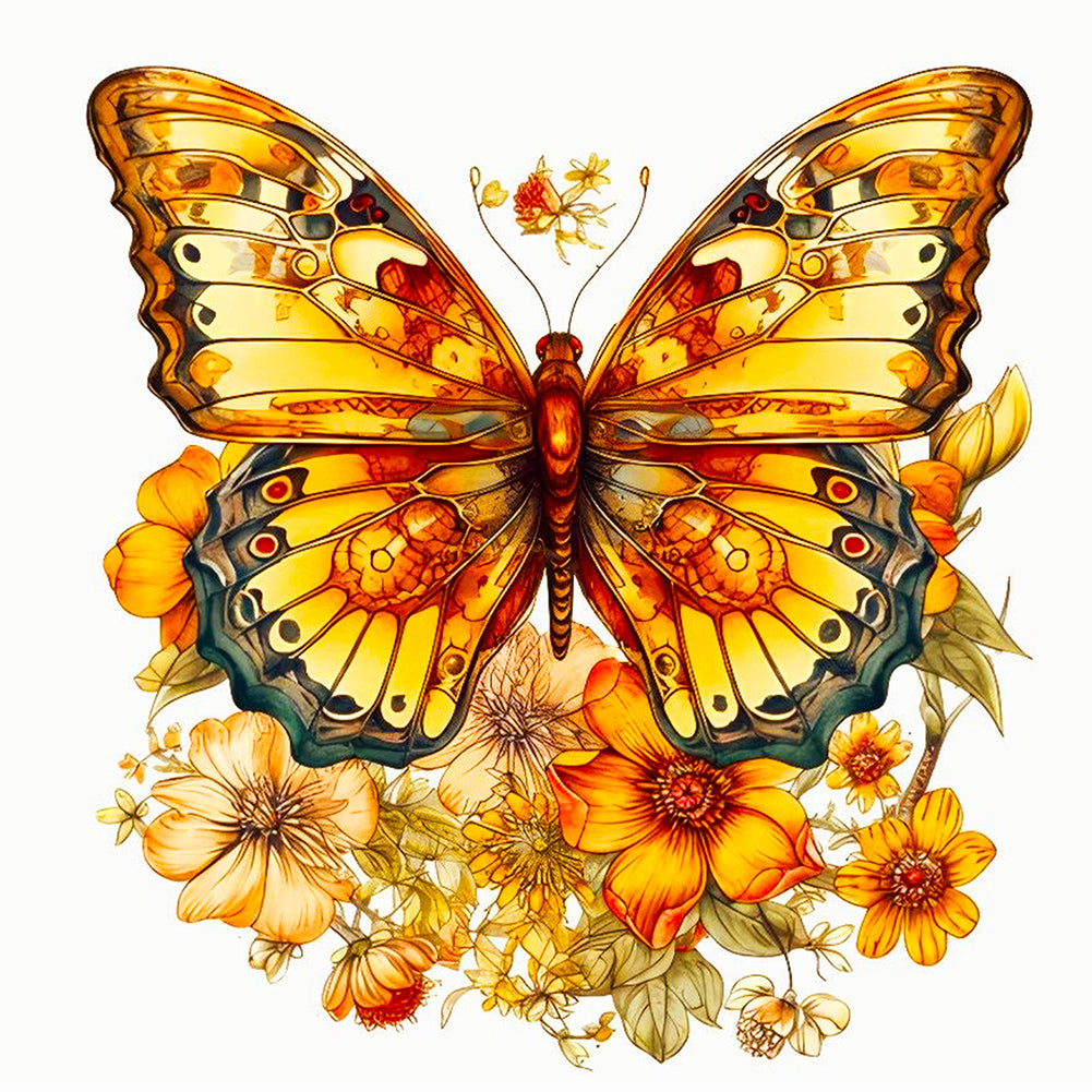 Yellow Butterfly 40*40CM(Canvas) Full Round Drill Diamond Painting