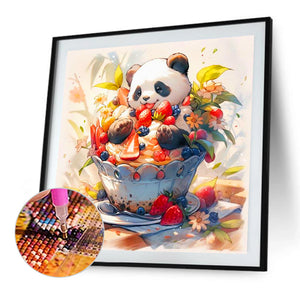 Pandas On The Ai Cake 40*40CM(Canvas) Full Round Drill Diamond Painting