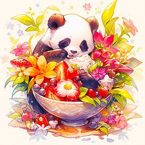 Ai Panda Eating Salad 40*40CM(Canvas) Full Round Drill Diamond Painting