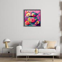 Load image into Gallery viewer, The Bird On The Teacup¡¤Rose Red 40*40CM(Canvas) Full Round Drill Diamond Painting
