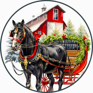 Christmas Horse 40*40CM(Canvas) Full Round Drill Diamond Painting