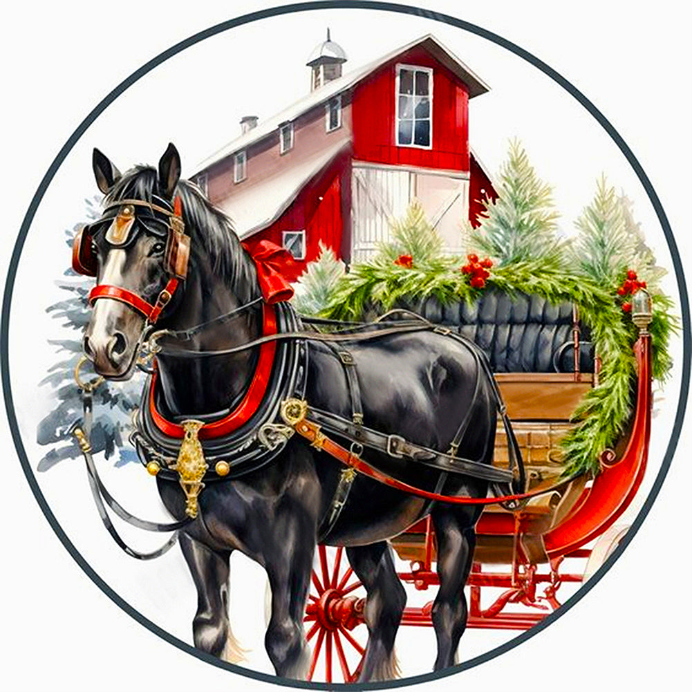 Christmas Horse 40*40CM(Canvas) Full Round Drill Diamond Painting