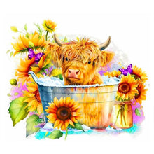 Load image into Gallery viewer, Cow And Sunflower 60*50CM(Canvas) Full Round Drill Diamond Painting
