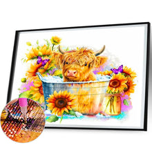 Load image into Gallery viewer, Cow And Sunflower 60*50CM(Canvas) Full Round Drill Diamond Painting
