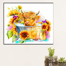 Load image into Gallery viewer, Cow And Sunflower 60*50CM(Canvas) Full Round Drill Diamond Painting
