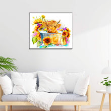 Load image into Gallery viewer, Cow And Sunflower 60*50CM(Canvas) Full Round Drill Diamond Painting
